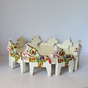 Sweden Hand-Painted Wooden Dala Horse Tray Nils Olsson 11x4"